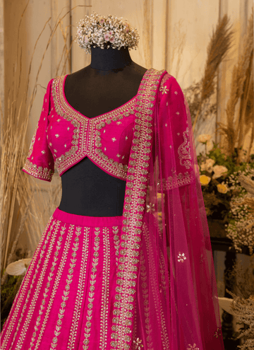 Wedding Special Two Tone Georgette Pink Bridal Lehenga Choli